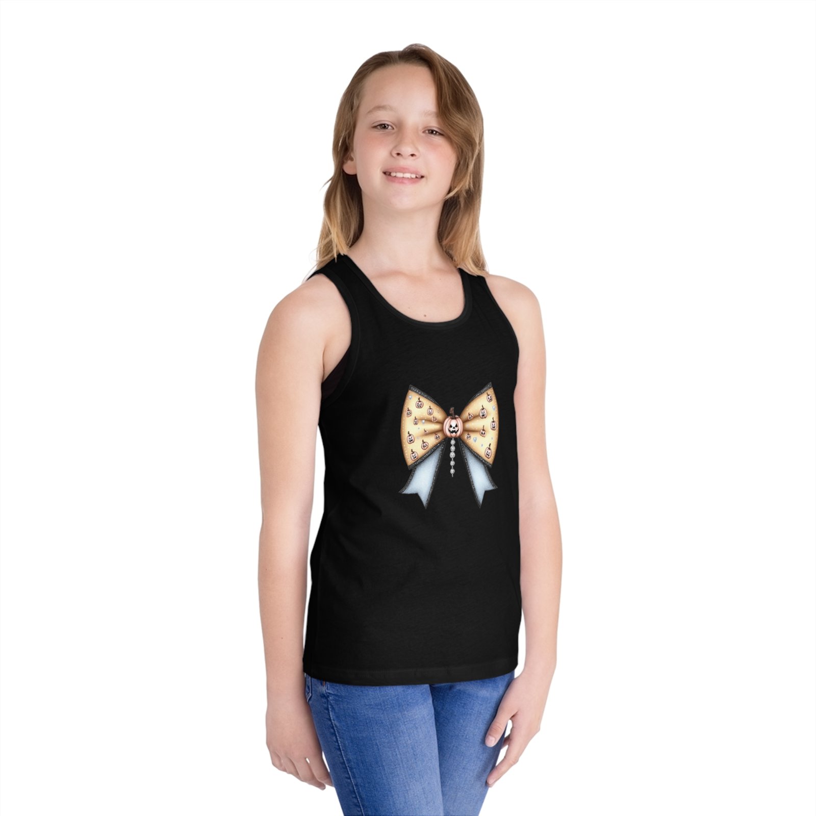 Whimsical Bow Kid's Jersey Tank Top | Fun Summer Tee, Cute Gift for Kids, Birthday, Everyday Wear, Playtime Apparel - Image 2