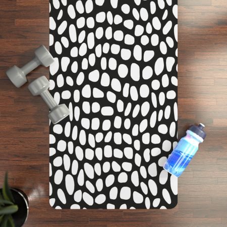 Stylish Rubber Yoga Mat, Ideal for Home Workouts, Fitness Enthusiasts, Gifts for Yoga Lovers, Black & White Design, Exercise Essentials