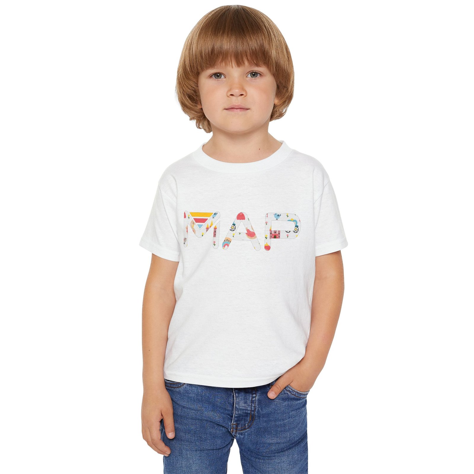 Colorful MAP Toddler T-shirt, Cute Kids Tee, Travel Gift, Adventure Apparel, Toddler Summer Top