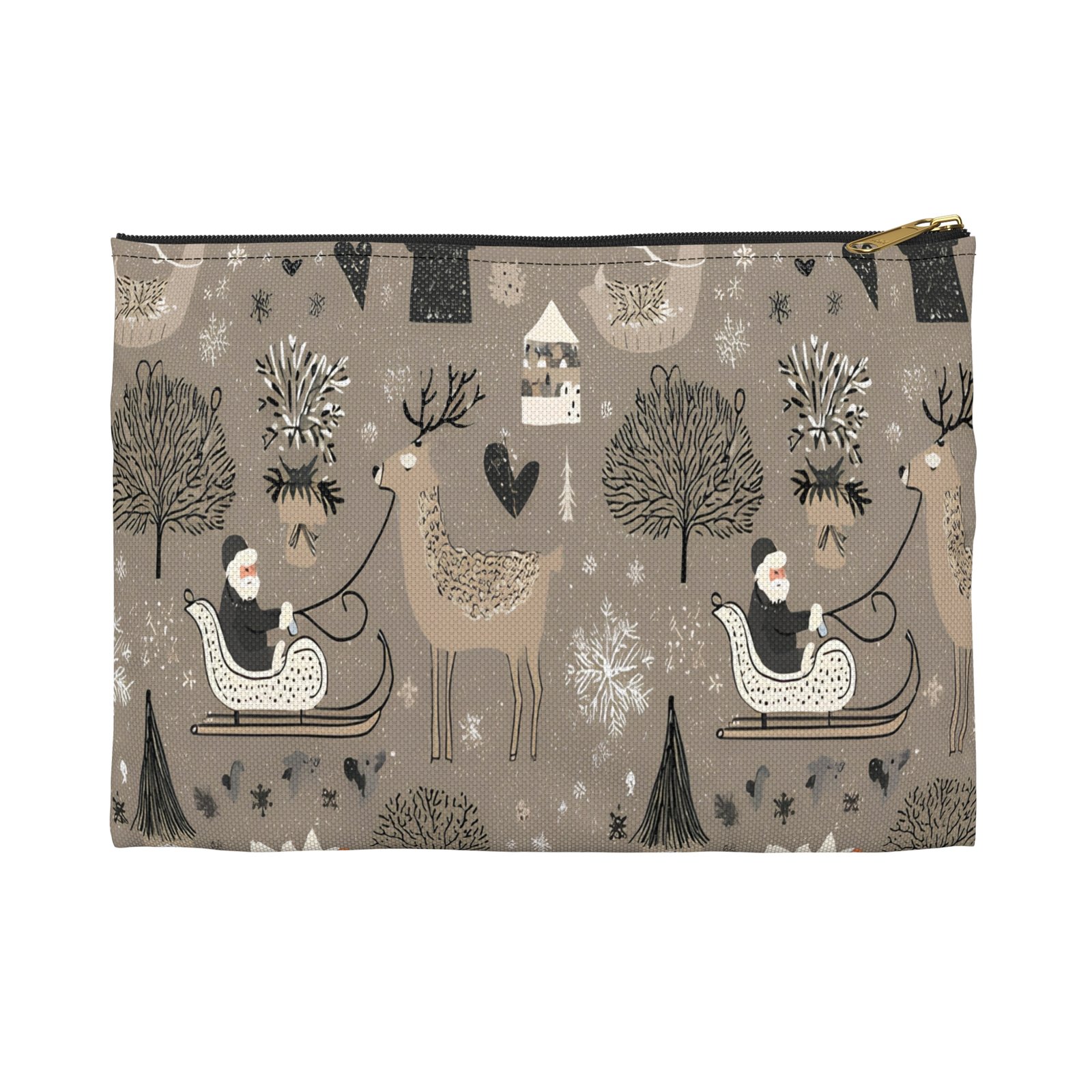 Festive Accessory Pouch with Winter Wonderland Design | Holiday Gift for Her, Makeup Bag, Organizer Pouch, Xmas Essentials, Cute Storage - Image 9