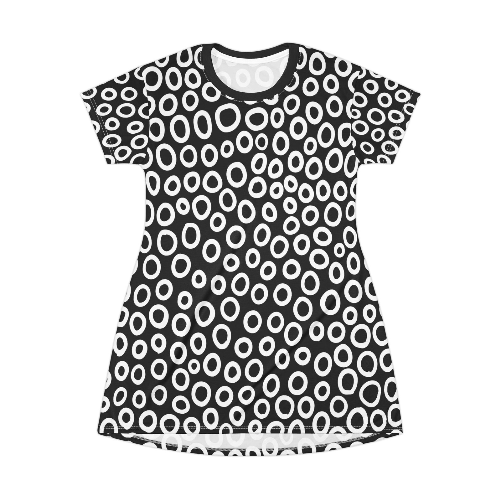 Chic Polka Dot T-Shirt Dress, Casual Dress, Summer Outfit, Gift for Her, Beachwear, Statement Dress, Trendy Fashion - Image 2