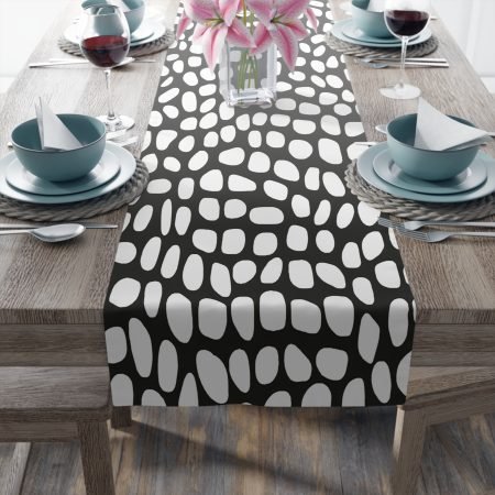 Modern Black and White Table Runner, Stylish Dining Decor, Home Table Decor, Unique Home Gift, Party Decoration, Wedding Table Runner