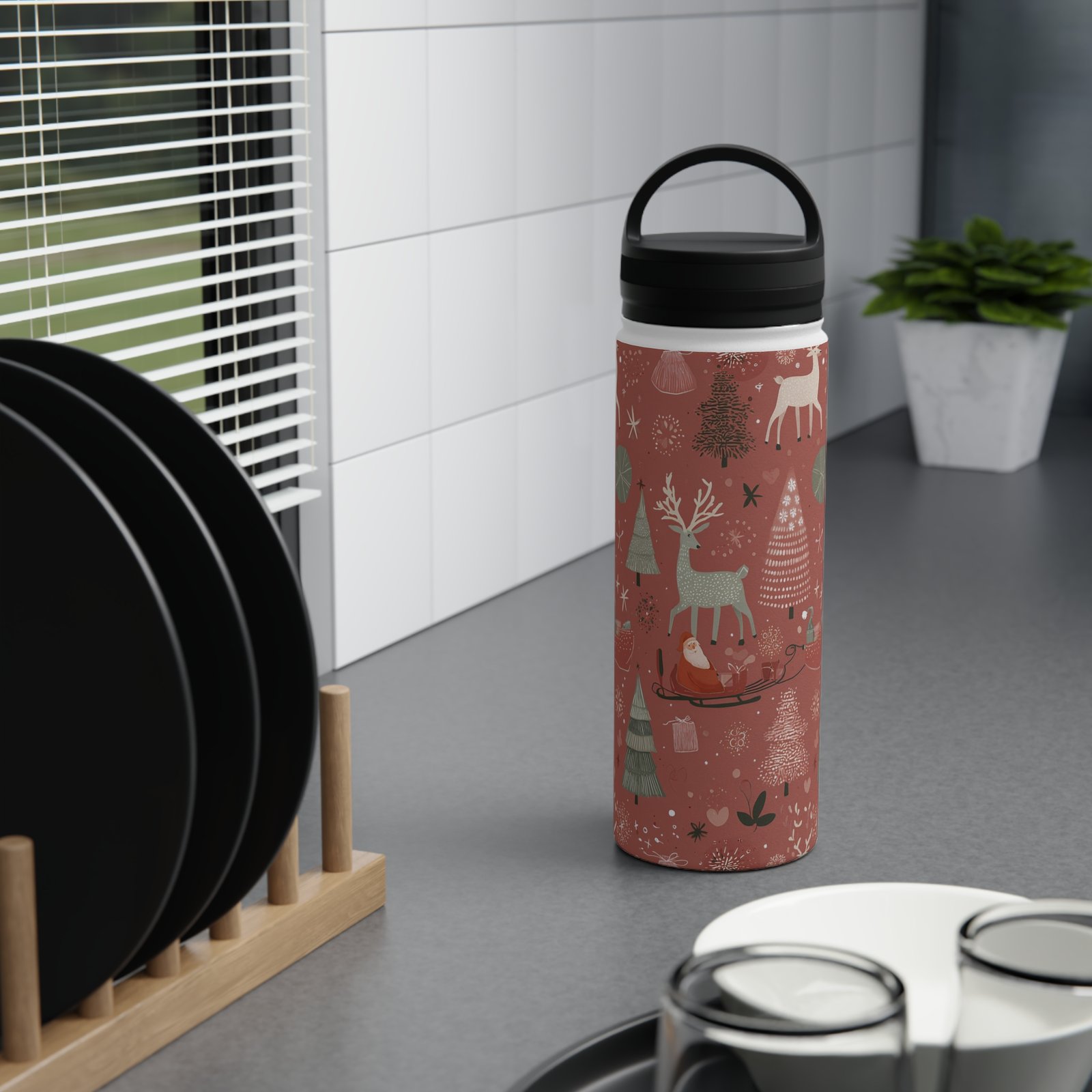 Stainless Steel Water Bottle, Handle Lid - Image 7