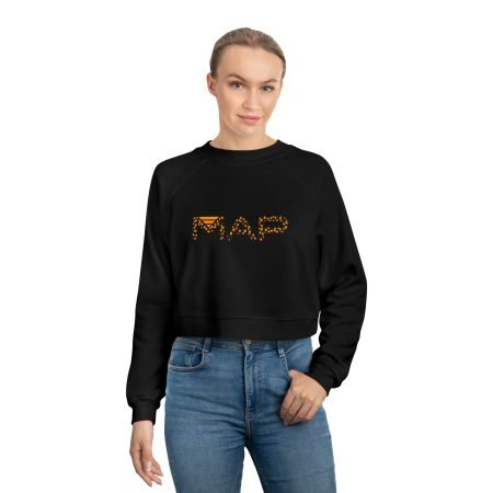 Women’s Cropped Fleece Pullover with MAP Design, Casual Fall Sweater, Trendy Cozy Top, Gym Wear, Gift for Her