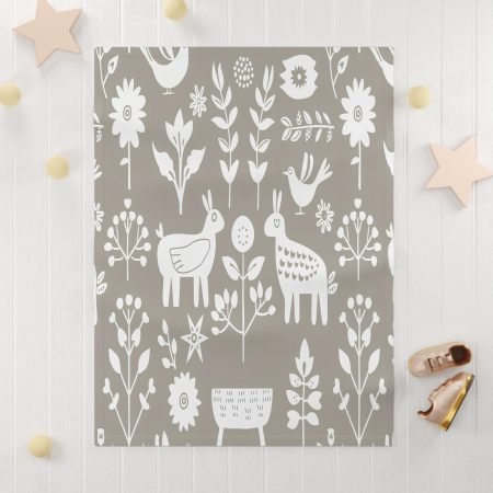 Whimsical Soft Fleece Baby Blanket | Cute Nursery Decor, Ideal Baby Shower Gift, Cozy Infant Wrap, Floral Animal Design