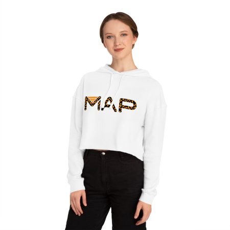 Cropped Hooded Sweatshirt with 'MAP' Design - Trendy Casual Wear, Perfect for Traveling, Gift for Adventurers, College Style