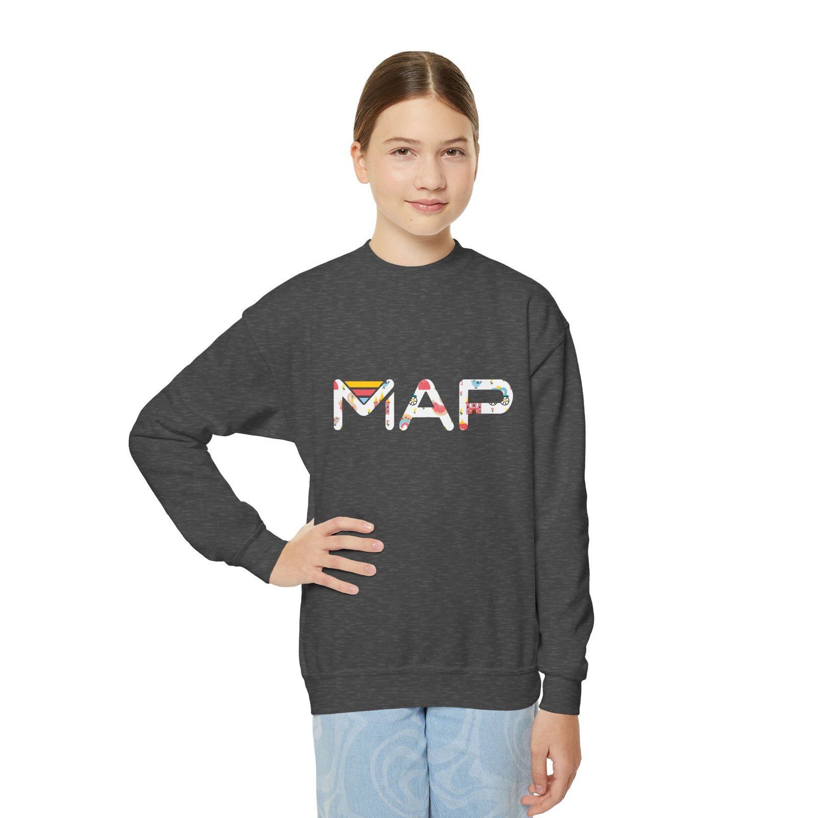 Whimsical Youth Crewneck Sweatshirt, Comfortable Kid's Apparel, Cute Gift for Birthdays, Casual Wear, Holiday Gift Ideas - Image 4