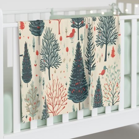 Cozy Woodland Baby Swaddle Blanket, Soft Infant Blanket, Cute Nursery Decor, Baby Shower Gift, Soft Cotton Swaddle