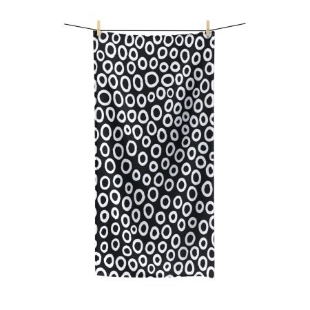 Chic Polycotton Towel with Modern Circle Design, Stylish Bathroom Towel, Beach Towel, Gift for Home Decor, Spa Accessories
