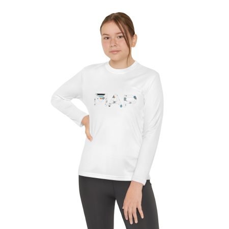 Youth Long Sleeve Competitor Tee with MAP Design, Stylish Kids Apparel, Playful Gift, Comfortable T-Shirt, School Wear, Casual Outfit