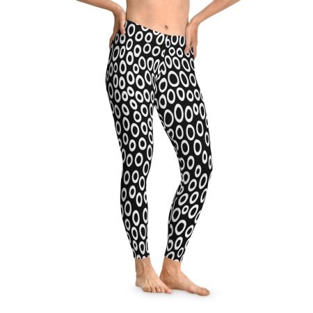 Chic Black and White Patterned Stretchy Leggings, Comfortable Activewear for Yoga, Casual Outfits, Fitness, Gifts