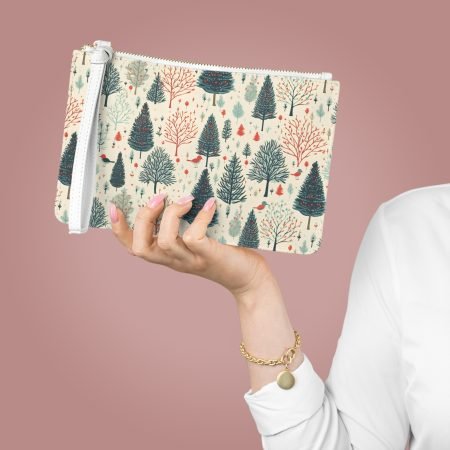 Festive Forest Clutch Bag | Holiday Accessory, Gift for Her, Nature Lover's Purse, Cute Travel Organizer, Woodland Themed Pouch
