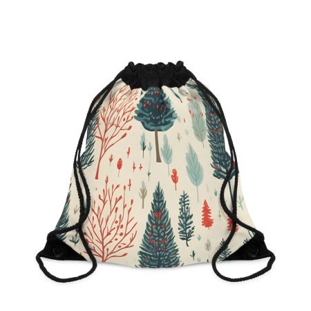 Festive Forest Drawstring Bag - Perfect for Holidays, Gym, Travel, Gift, Kids, Eco-Friendly