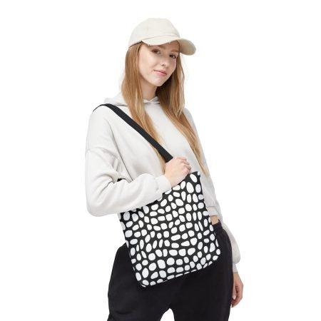 Chic Black and White Patterned Tote Bag, Stylish Shopping Bag, Travel Tote, Eco-Friendly Bag, Fashion Accessory, Everyday Use