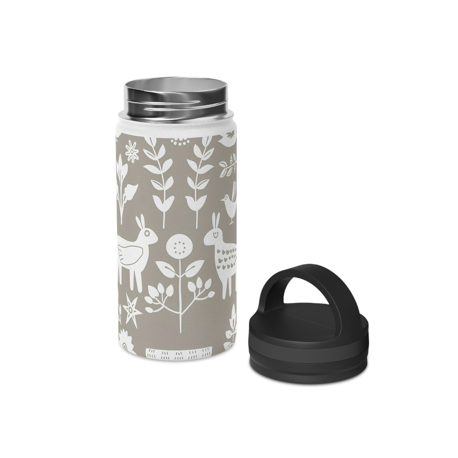 Floral Stainless Steel Water Bottle with Handle Lid, Eco-Friendly Hydration, Travel Cup, Nature Lover Gift, Everyday Use - Image 3