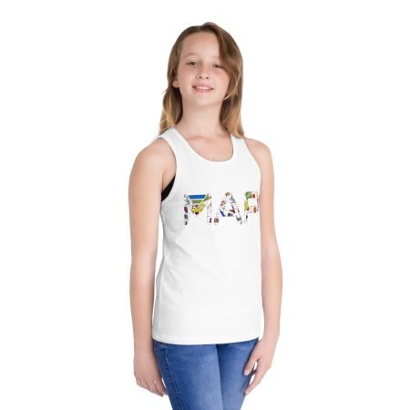 Kids' Jersey Tank Top - Colorful 'MAP' Design for Summer Fun, Vacation Wear, Travel Shirt, Adventure Outfits, Birthday Gift