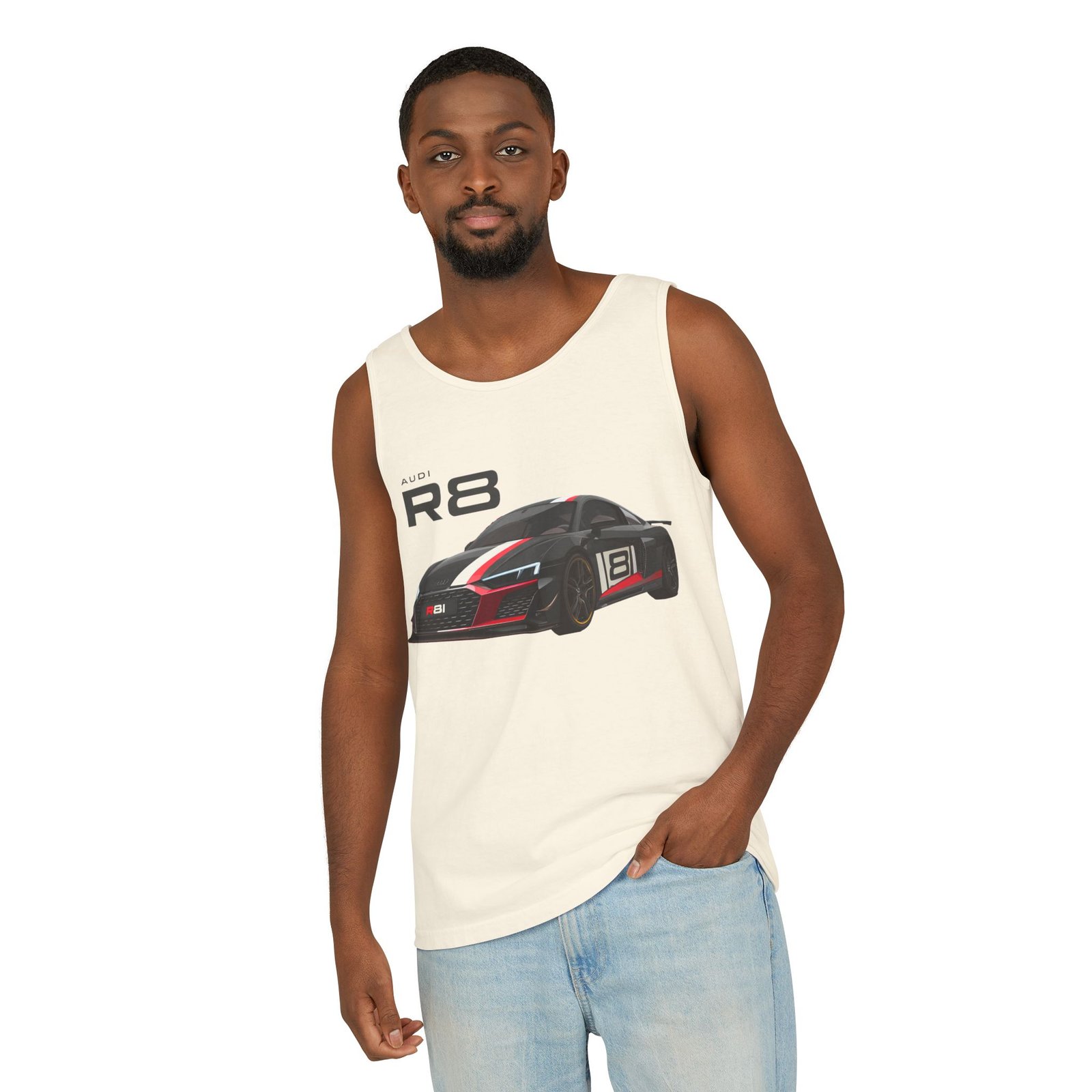 R8 Race Car Unisex Tank Top, Breathable Summer Top, Casual Wear, Gift for Car Enthusiasts, Sports Apparel, Comfortable Tank Top - Image 7