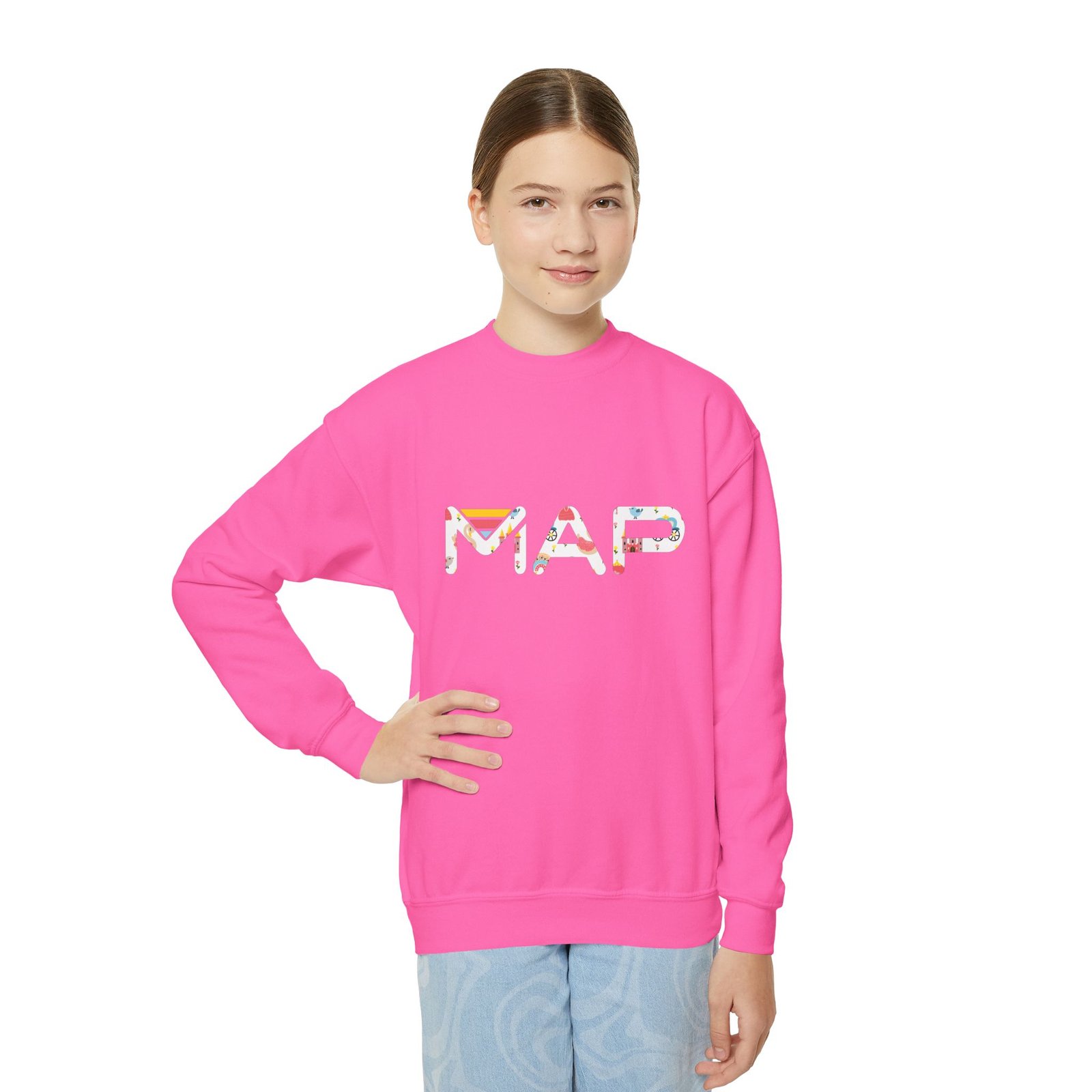 Whimsical Youth Crewneck Sweatshirt, Comfortable Kid's Apparel, Cute Gift for Birthdays, Casual Wear, Holiday Gift Ideas - Image 6