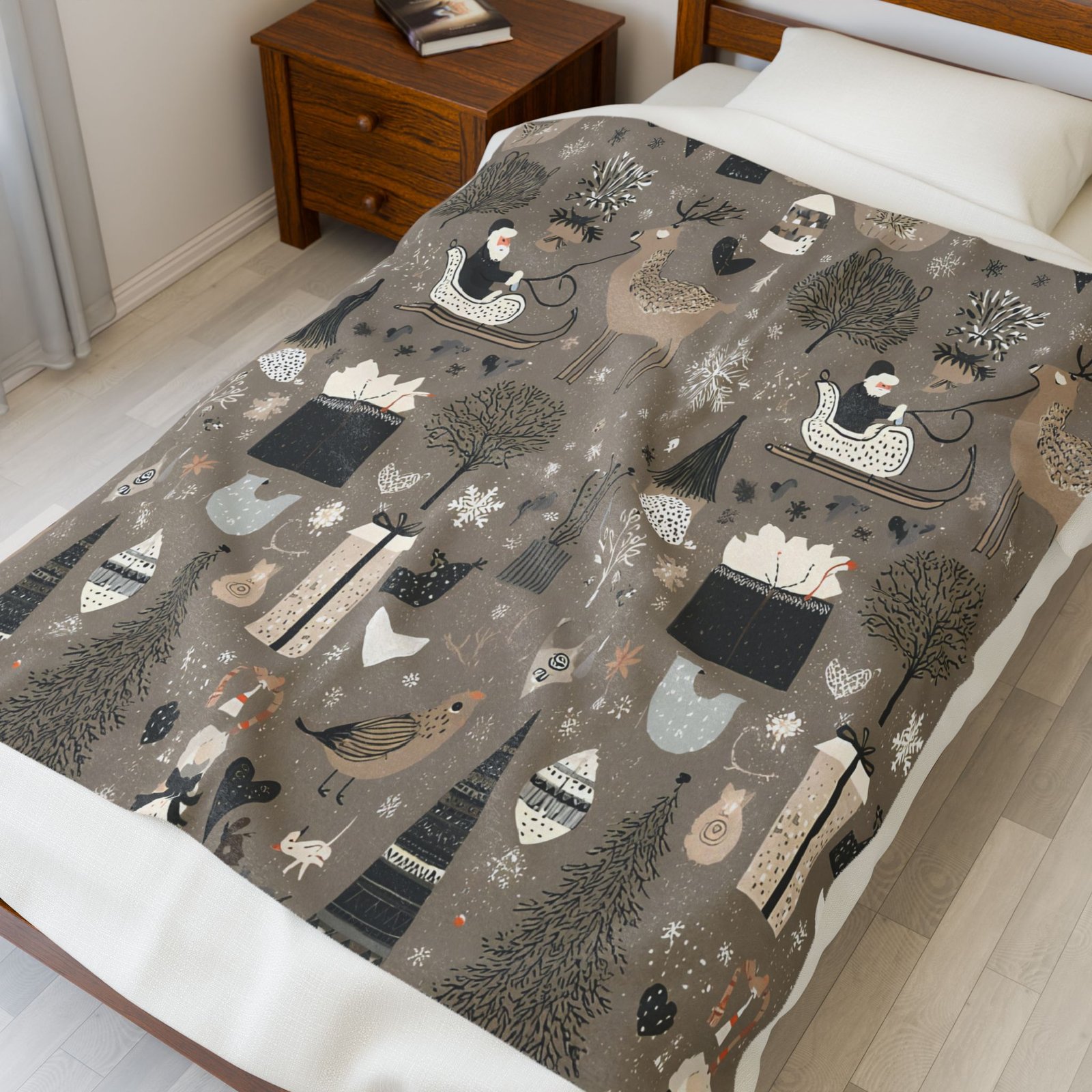 Cozy Holiday Velveteen Plush Blanket, Soft Throw for Winter Nights, Gift for Christmas, Snuggle Blanket, Home Décor