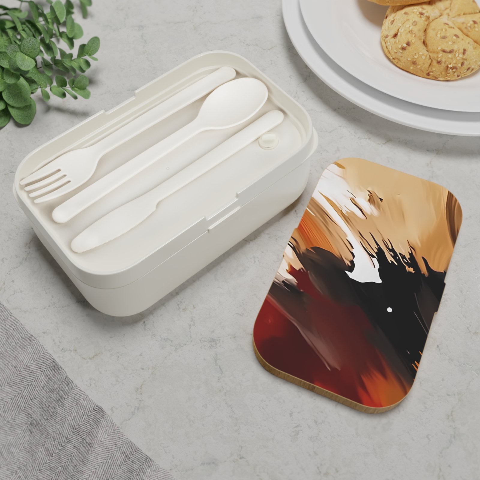 Artistic Bento Lunch Box, Stylish Meal Prep Container, Eco-Friendly Lunch Storage, Ideal for School, Work, Picnics, Gift for Foodies - Image 4