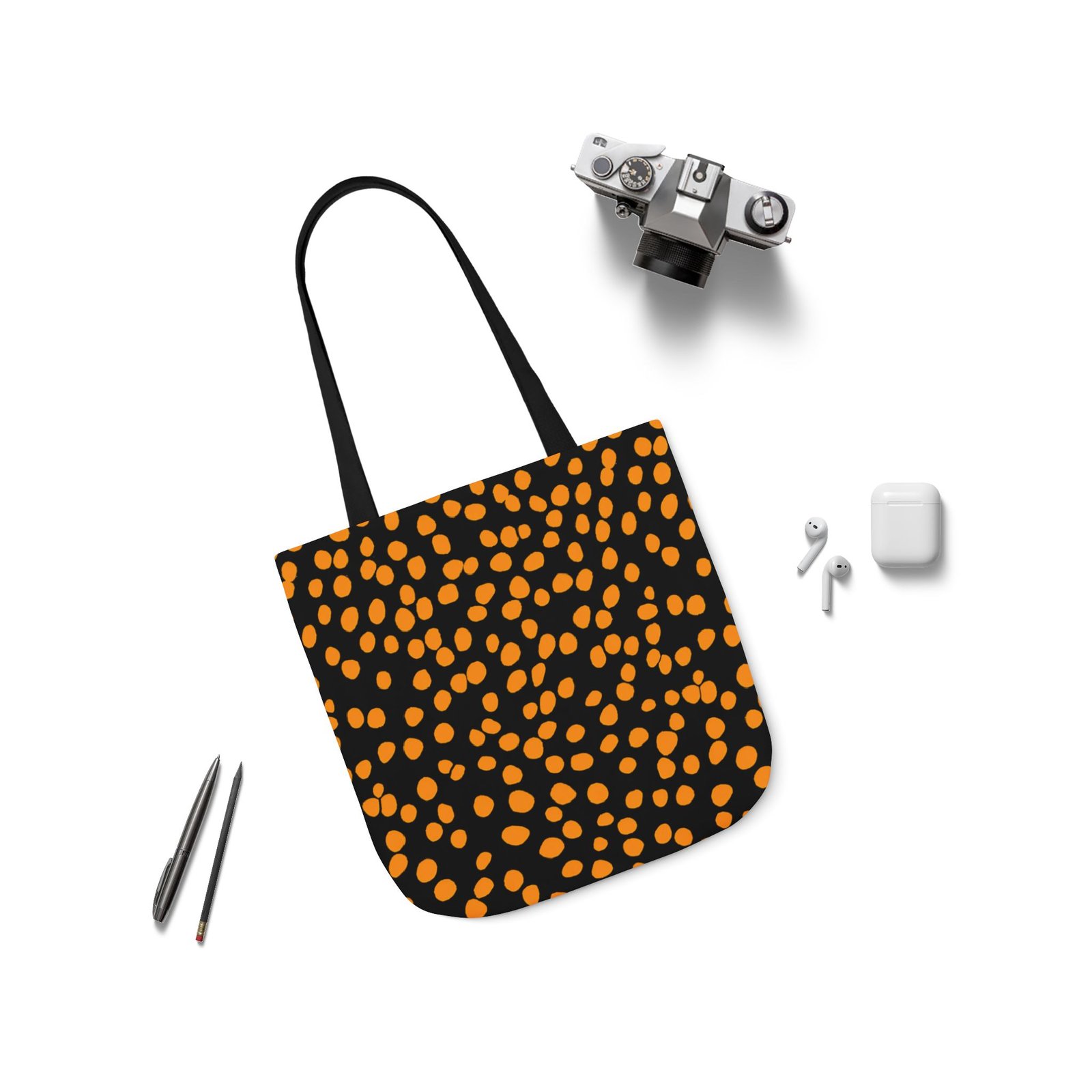 Vibrant Dot Pattern Canvas Tote Bag, Stylish Market Bag, Eco-Friendly Shopping Tote, Beach Bag, Cute Gift Idea - Image 4