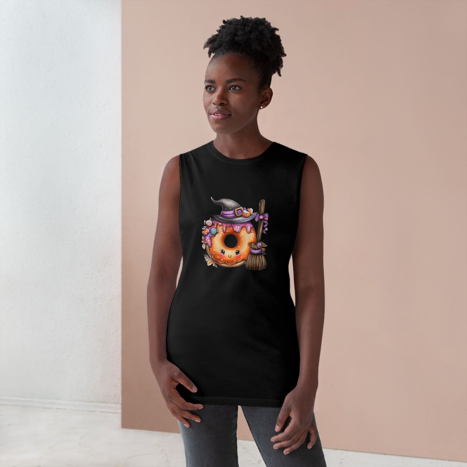 Cute Halloween Donut Unisex Tank Top, Spooky Apparel, Trick or Treat Shirt, Halloween Costume, Fall Fashion - Image 2