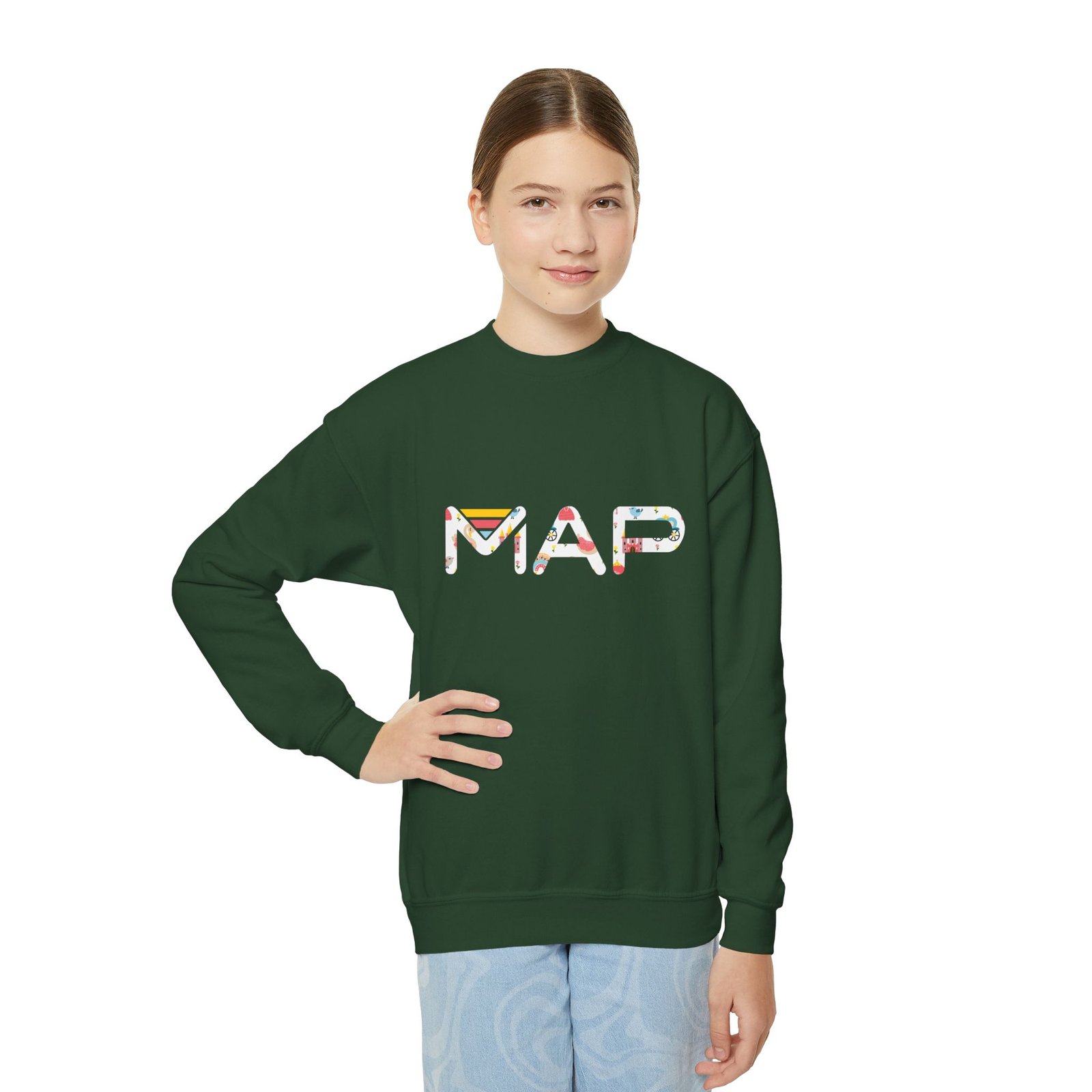 Whimsical Youth Crewneck Sweatshirt, Comfortable Kid's Apparel, Cute Gift for Birthdays, Casual Wear, Holiday Gift Ideas - Image 3
