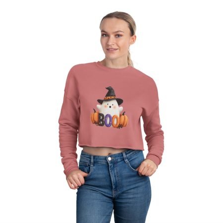 Halloween Ghost Cropped Sweatshirt, Fall Fashion, Trendy Sweatshirt, Casual Halloween Apparel, Cute Women's Sweatshirt