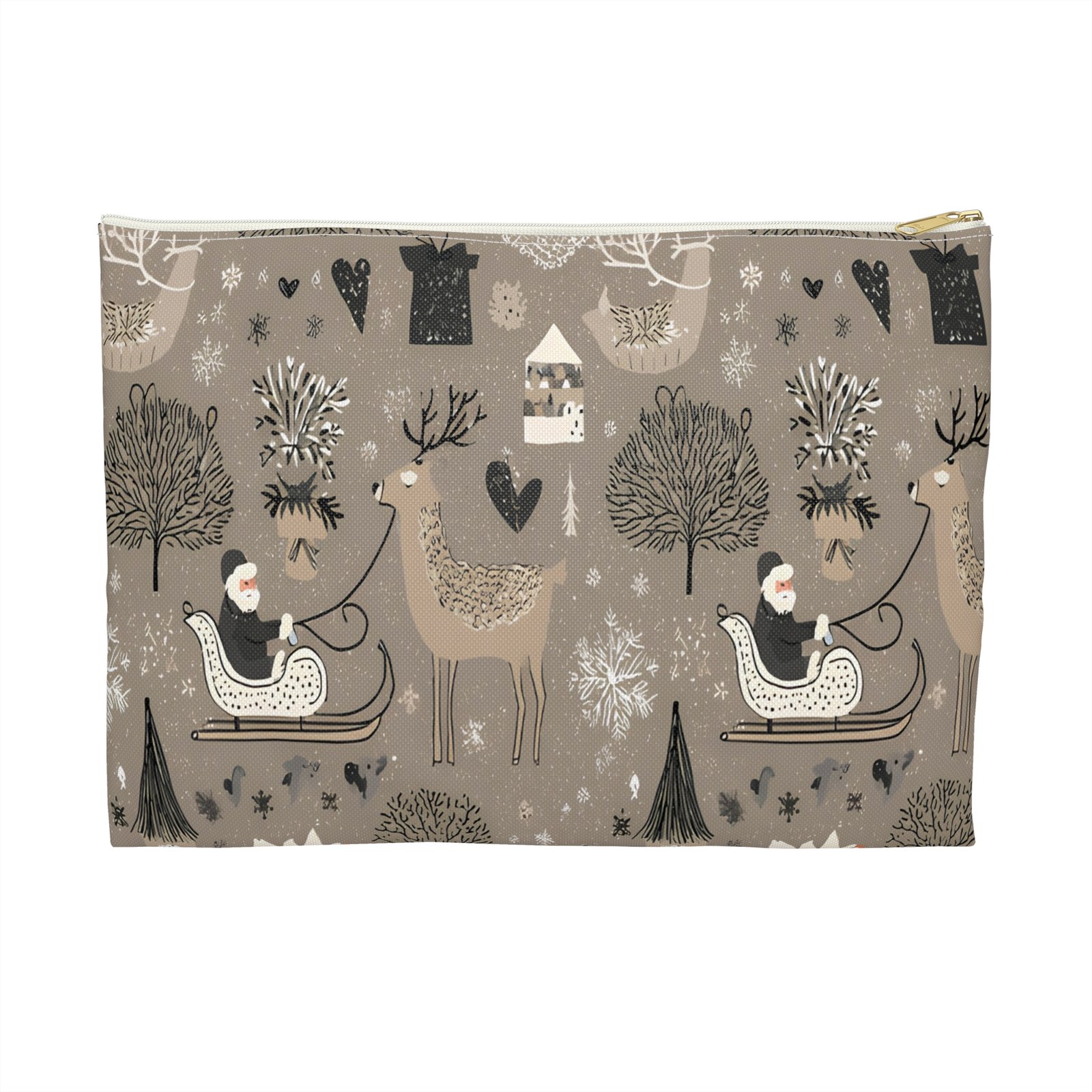 Festive Accessory Pouch with Winter Wonderland Design | Holiday Gift for Her, Makeup Bag, Organizer Pouch, Xmas Essentials, Cute Storage - Image 5