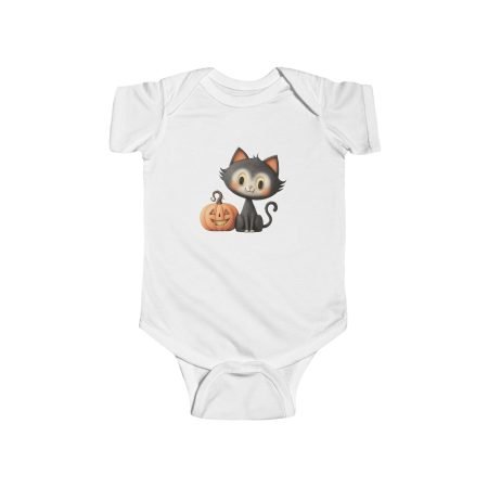 Adorable Halloween Cat Baby Bodysuit, Cute Infant Onesie, Perfect for Halloween, Baby Shower Gift, Pumpkin Baby Outfit