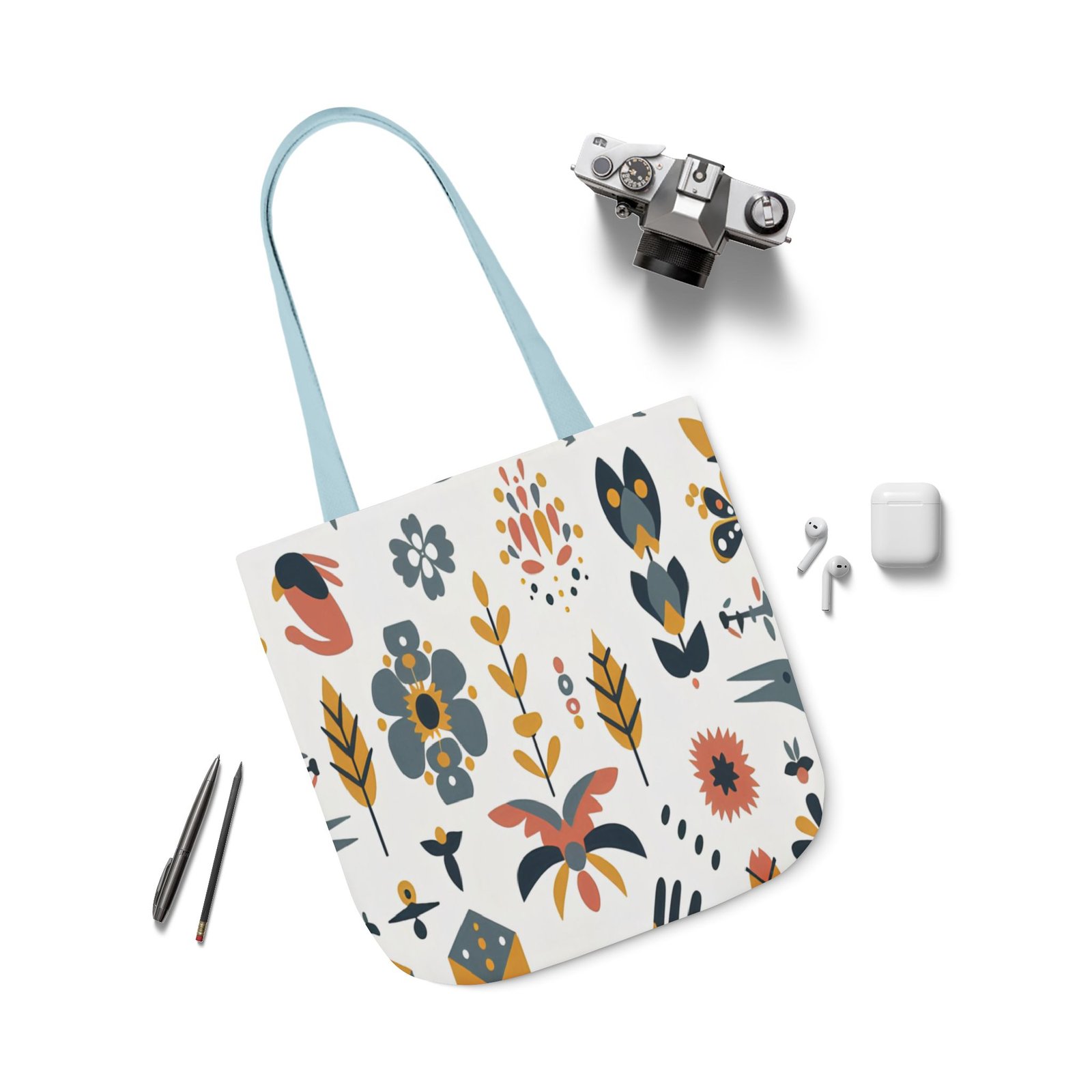 Floral Canvas Tote Bag with 5-Color Straps, Eco-Friendly Grocery Tote, Beach Bag, Reusable Shopping Bag, Gift for Her, Trendy Handbag - Image 39