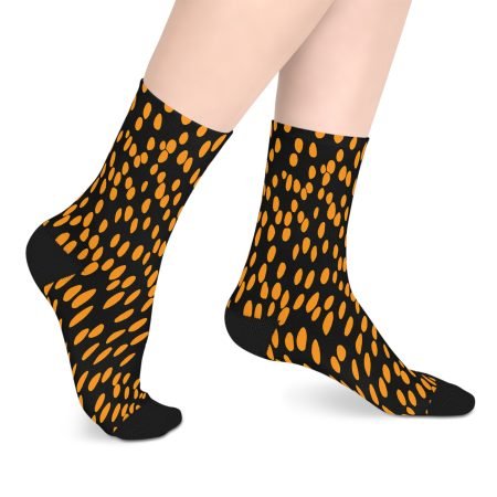 Stylish Mid-length Socks with Orange Dots, Fun Socks for Casual Outfits, Unique Gifts for Birthdays, Halloween, and Cozy Days