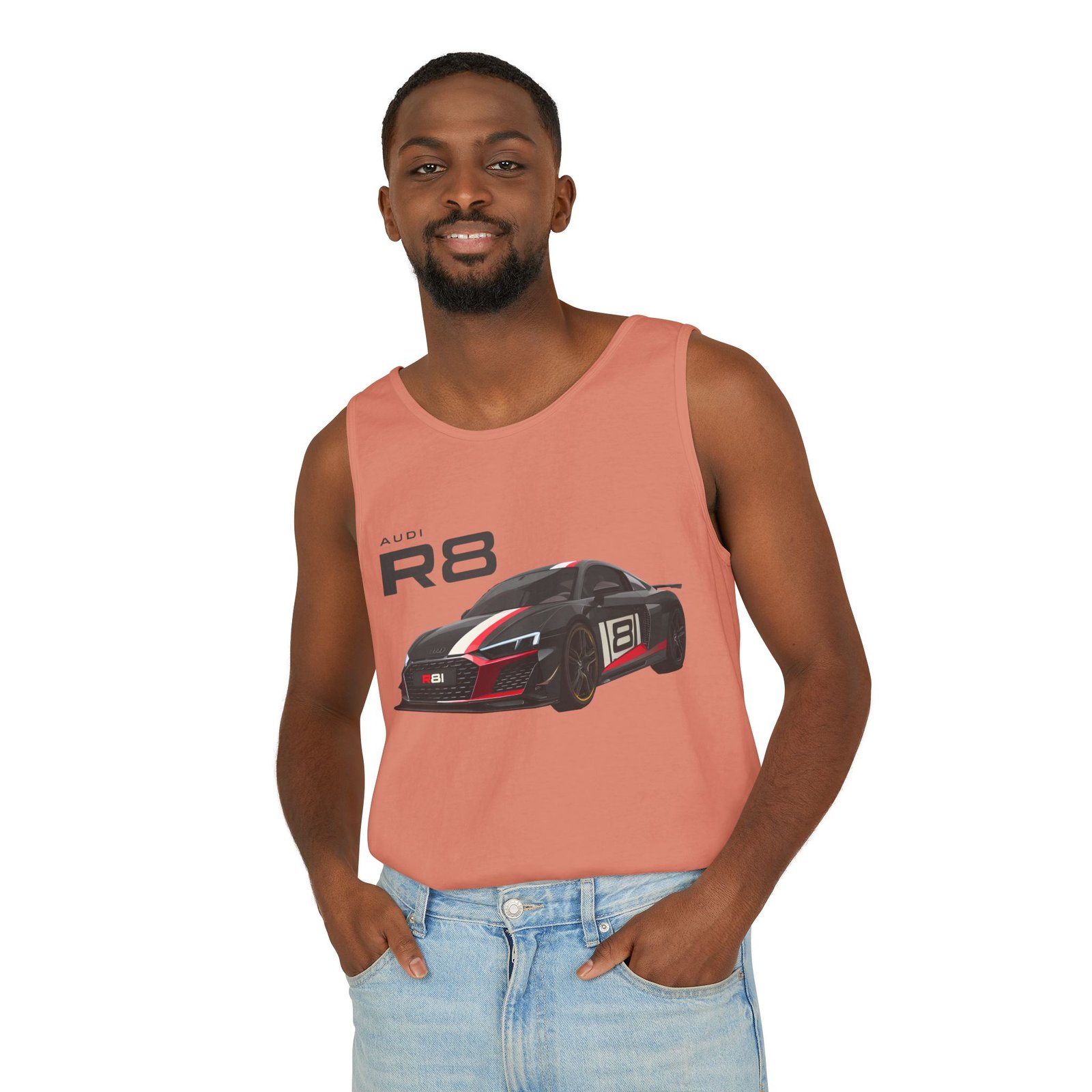 R8 Race Car Unisex Tank Top, Breathable Summer Top, Casual Wear, Gift for Car Enthusiasts, Sports Apparel, Comfortable Tank Top - Image 5