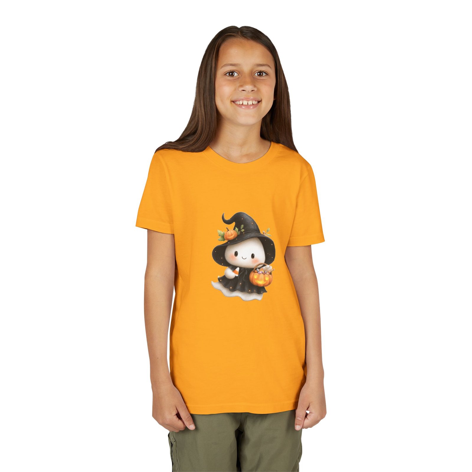 Cute Halloween Witch Youth Tee, Halloween Shirt, Kids Witch Costume, Trick or Treat Tee, Fall Celebration Apparel, Spooky Season T-Shirt - Image 3