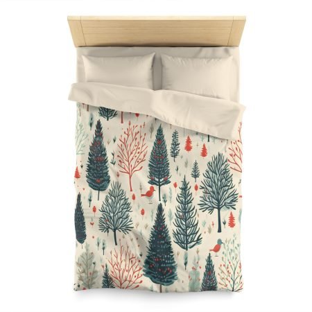 Cozy Forest Microfiber Duvet Cover | Woodland Tree Bedding, Nature Lover Gift, Christmas Decor, Cozy Bedroom, All Seasons