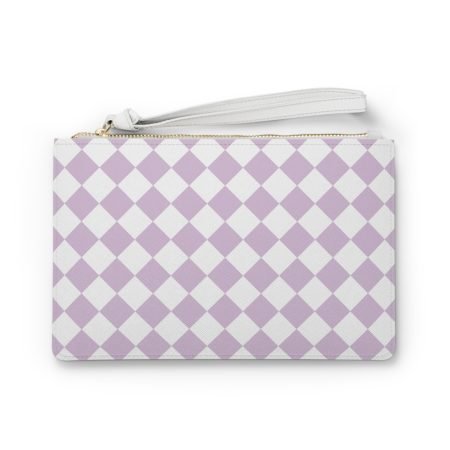 Chic Purple Checkered Clutch Bag | Stylish Makeup Pouch, Elegant Storage Bag, Trendy Evening Accessory, Gift for Her, Fashion Must-Have