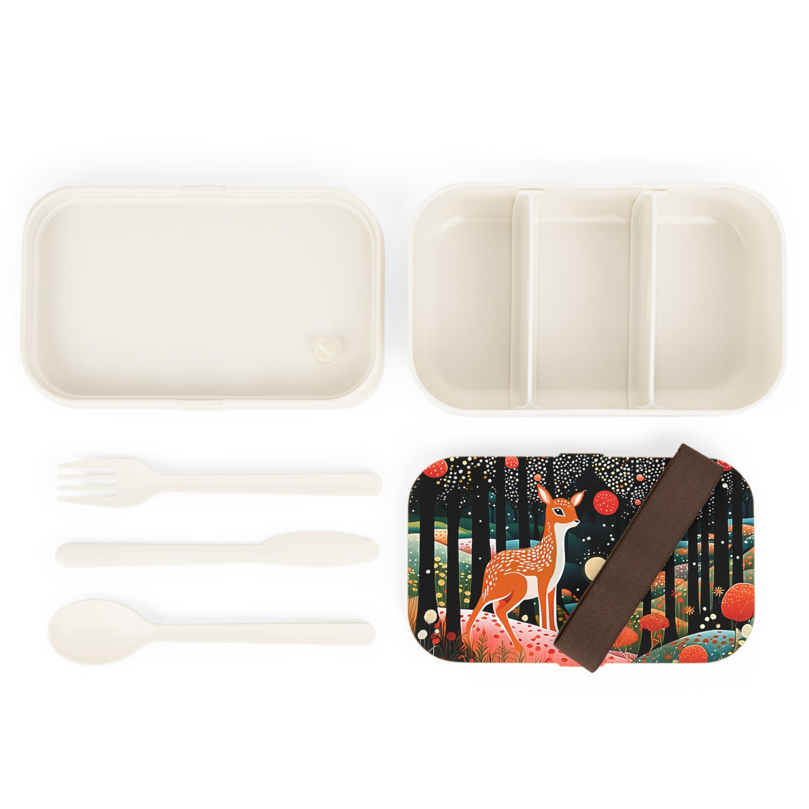 Whimsical Bento Lunch Box with Enchanted Forest Design, Eco-Friendly Meal Prep Container, Ideal for School, Work, Picnics, and Gifts - Image 3