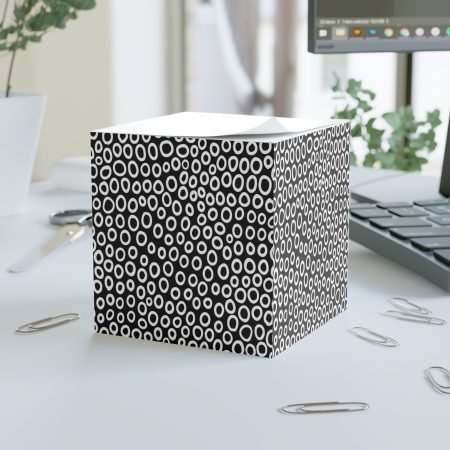 Stylish Note Cube - Black and White Patterned Memo Block, Office Decor, Gift for Students, Minimalist Desk Accessory, Stylish Reminder Pad