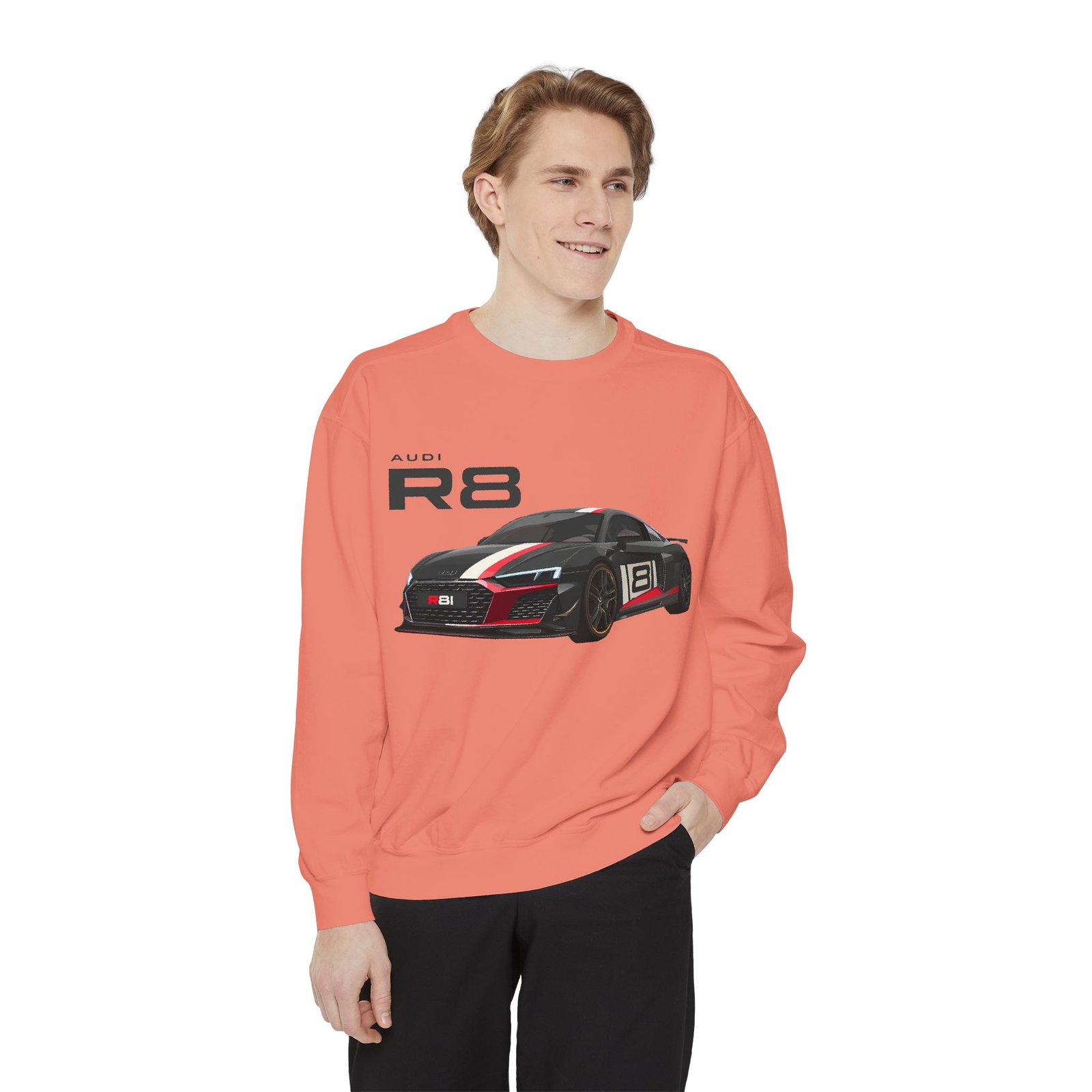 Car Lover's Unisex Sweatshirt, R8 Graphic Top, Automotive Gift, Casual Wear, Birthday Present, Motorsport Apparel - Image 3