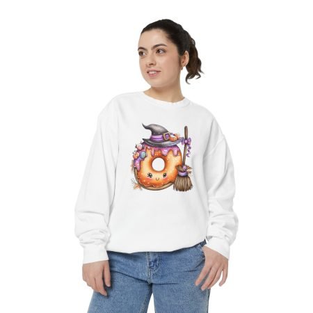 Spooky Halloween Donut Sweatshirt, Unisex Halloween Apparel, Cozy Fall Fashion, Cute Halloween Sweater, Trick-or-Treat Gift