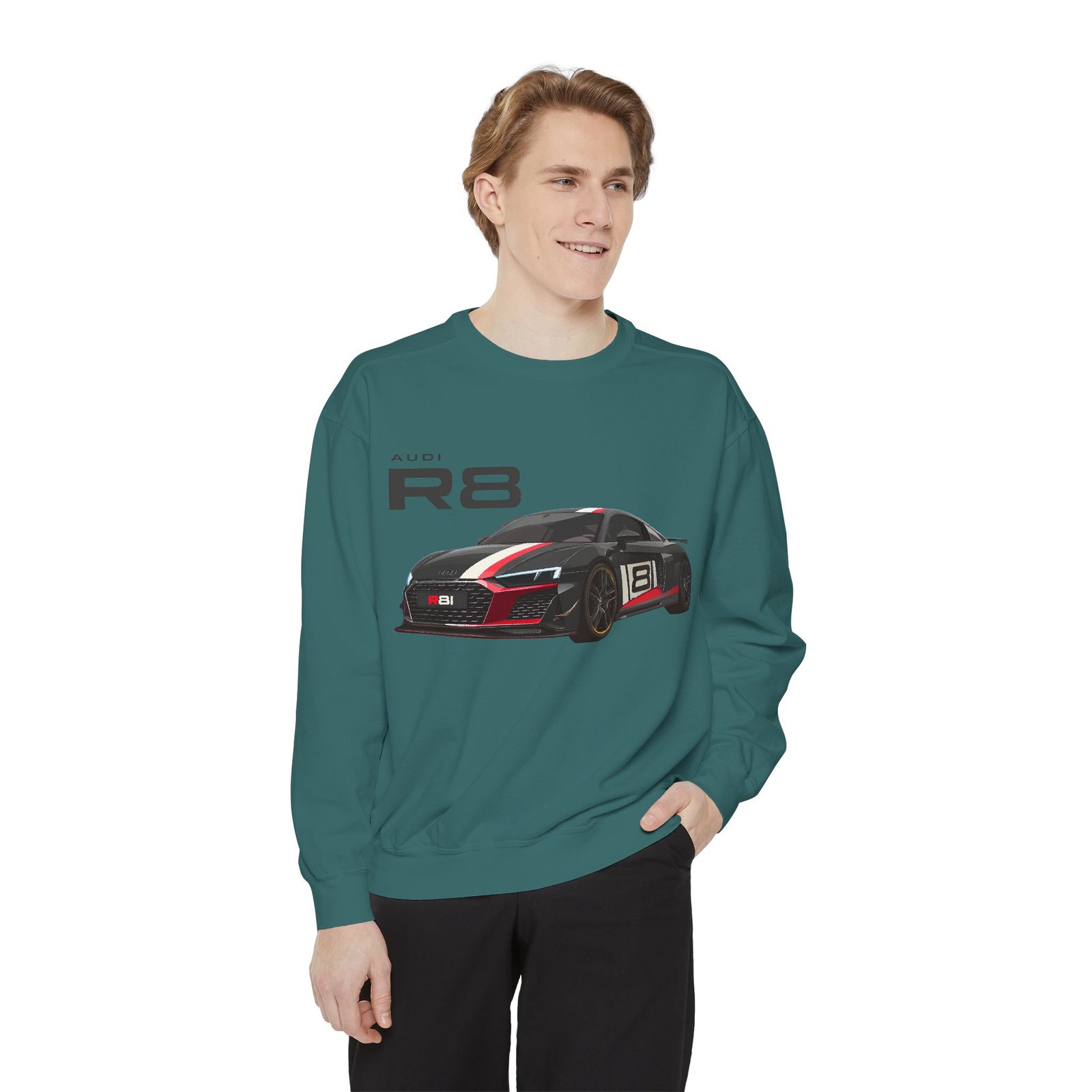 Car Lover's Unisex Sweatshirt, R8 Graphic Top, Automotive Gift, Casual Wear, Birthday Present, Motorsport Apparel - Image 11