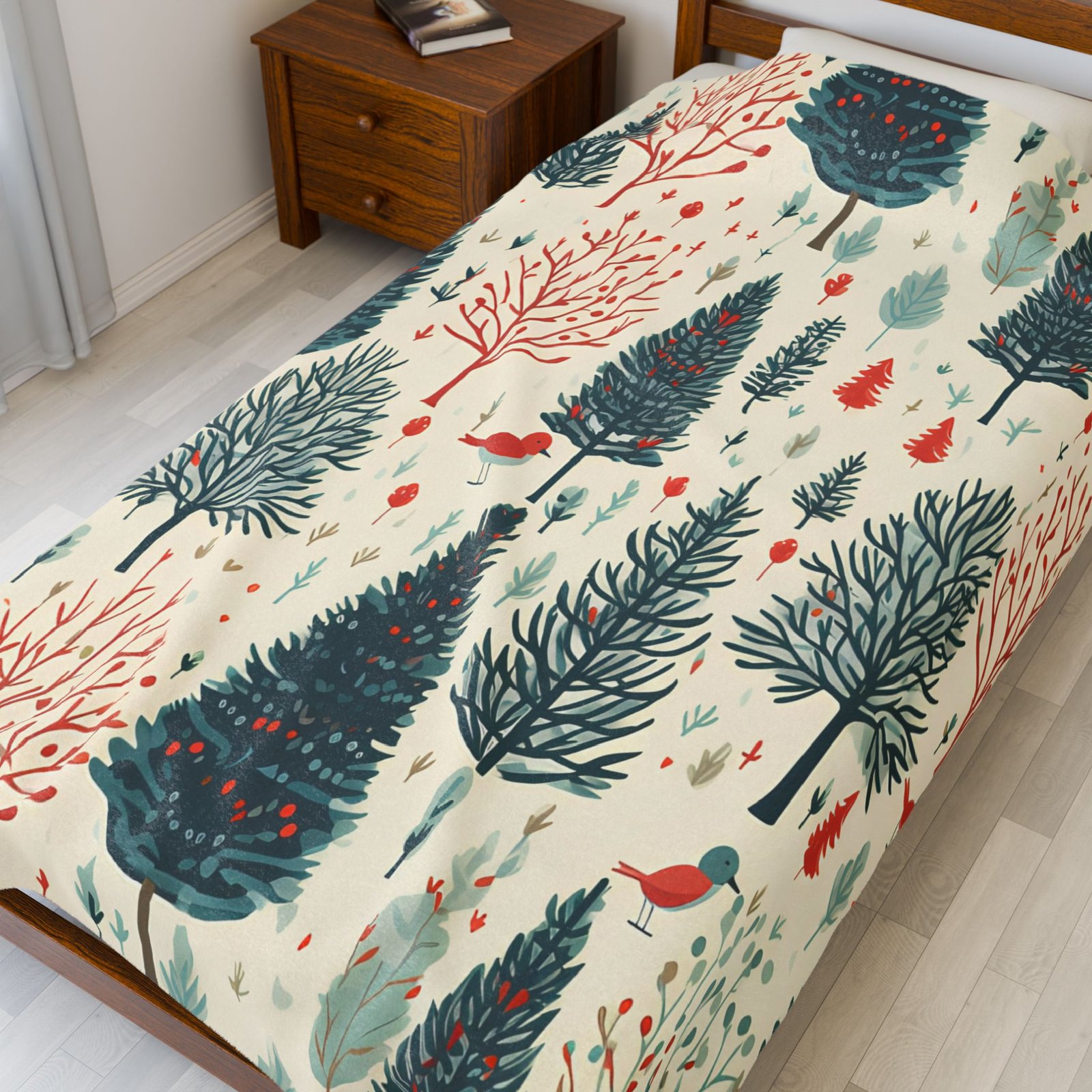 Cozy Winter Forest Velveteen Plush Blanket - Perfect Holiday Gift, Home Decor, Warm Throw, Christmas Decor, Snuggle Blanket - Image 5