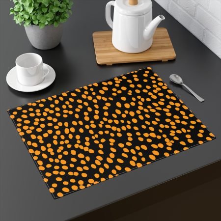 Stylish Orange Dot Placemat, Modern Table Decor, Colorful Dining Accessory, Halloween or Fall Decoration, Kitchen Table Setting