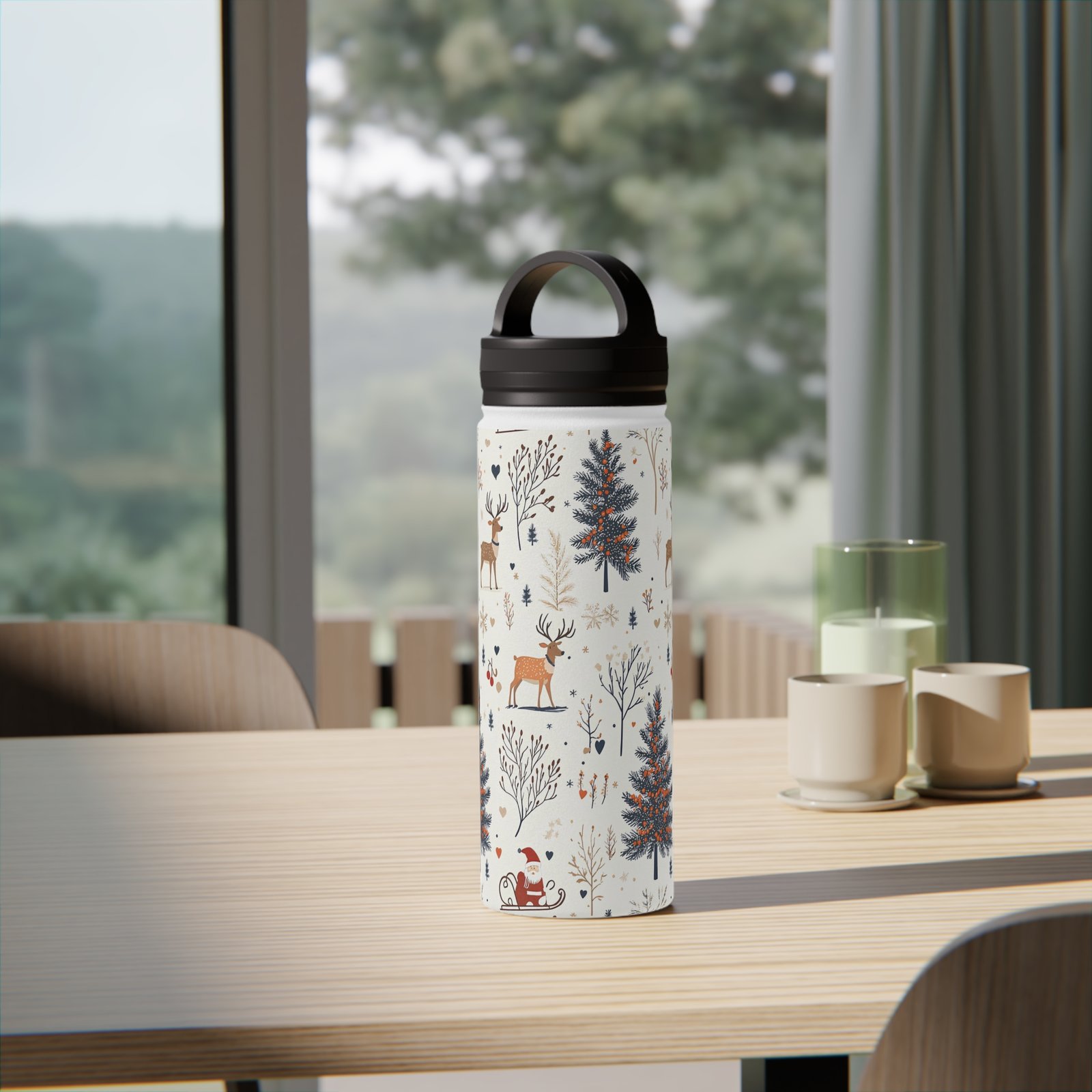 Stainless Steel Water Bottle, Handle Lid - Image 6