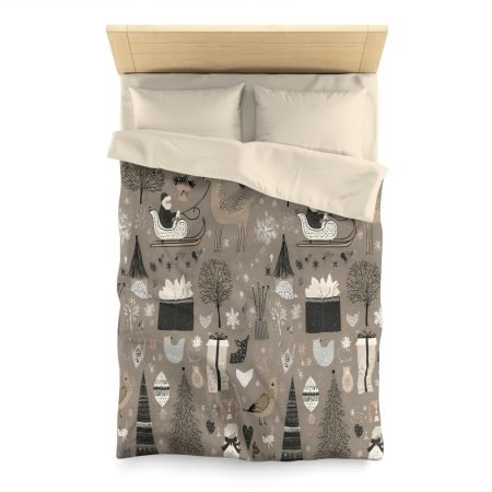 Whimsical Holiday Microfiber Duvet Cover - Cozy Christmas Bedding, Winter Decor, Seasonal Home Accent, Festive Bedroom Makeover