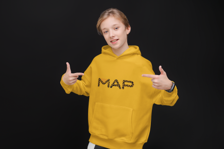 Stylish Youth Hooded Sweatshirt with MAP Design | Cozy Gift for Kids, Casual Wear, Outdoor Adventures, Birthday Present, Everyday Comfort