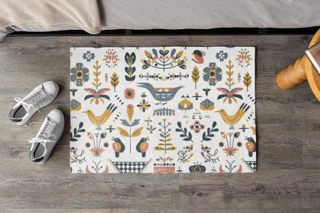 Colorful Floral Doormat, Decorative Entry Mat, Home Welcome Mat, Boho Style Floor Rug, Seasonal Outdoor Doormat