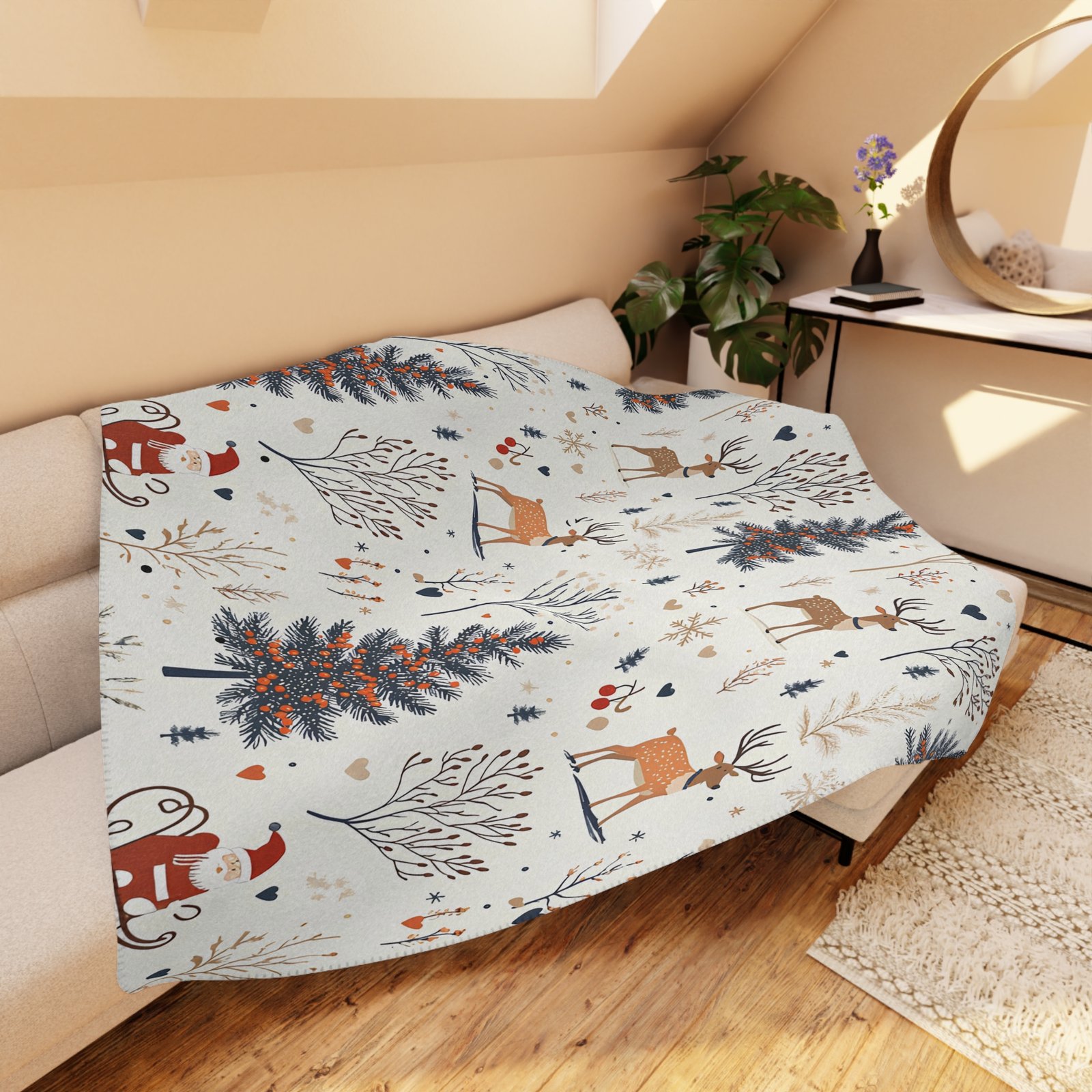 Cozy Sherpa Blanket with Winter Forest Design, Faux Fur Throw, Soft Blanket for Cold Nights, Holiday Gift, Home Decor - Image 5