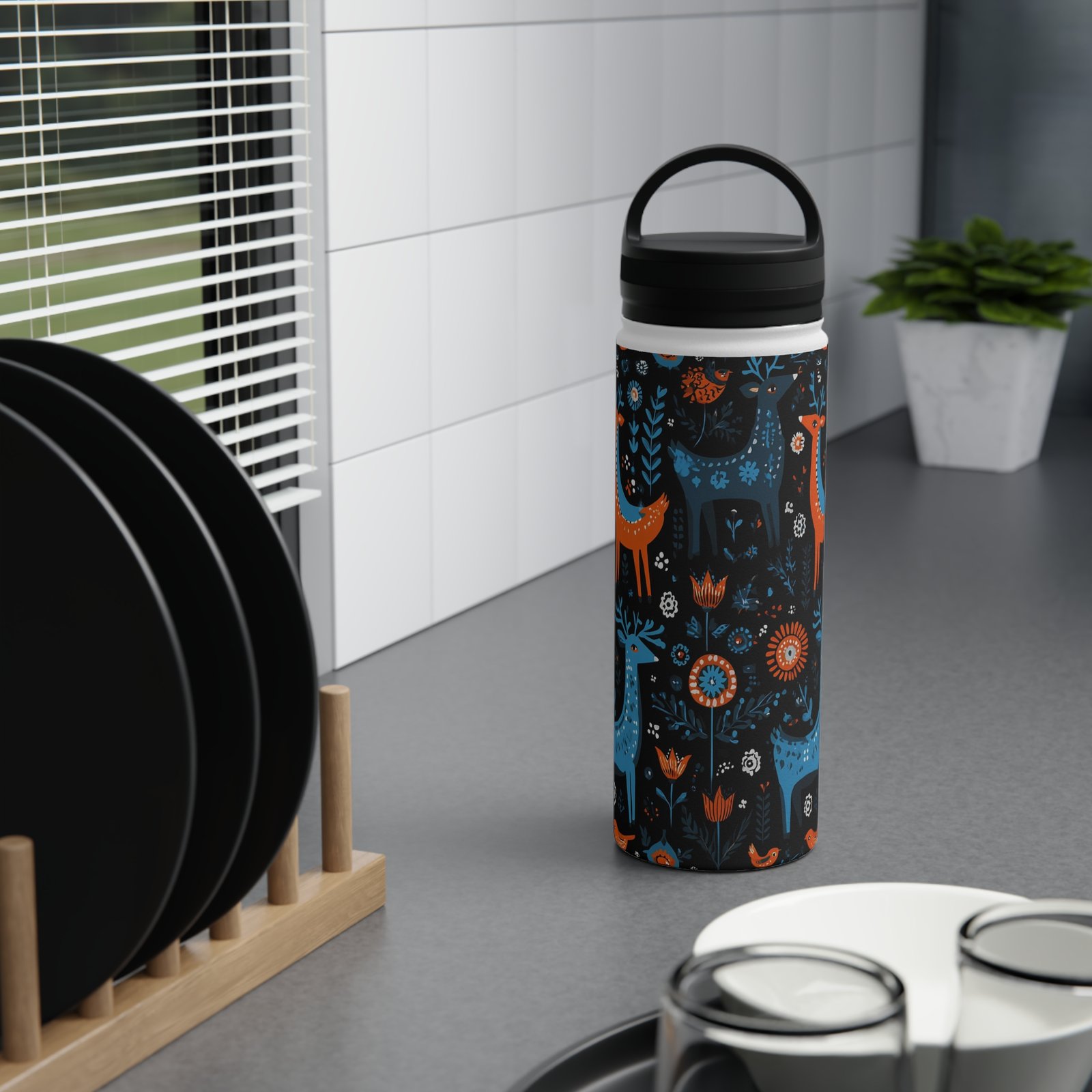 Nature-Inspired Stainless Steel Water Bottle | Reusable Eco-Friendly Travel Mug, Outdoor Gear, Gift for Adventurers, Floral Design - Image 6