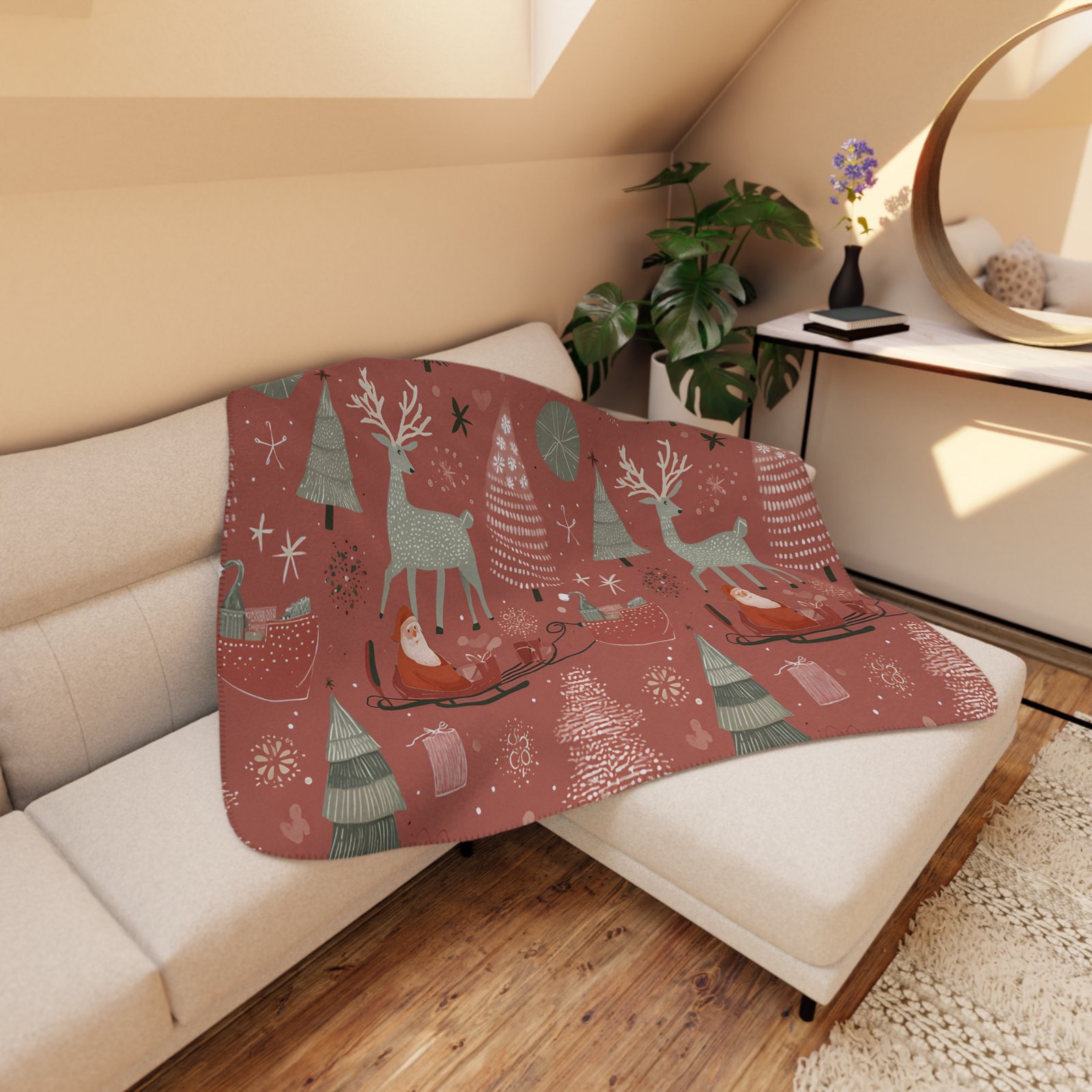 Cozy Holiday Sherpa Blanket, Winter Decor, Christmas Gift, Snuggly Throw, Festive Home Accessory